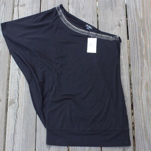 NWT One shoulder black shirt